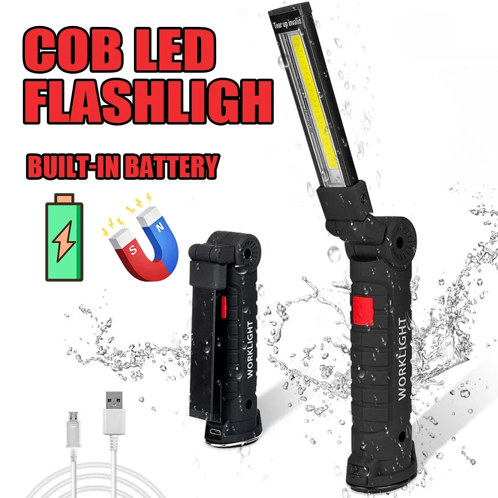 LED Work Light Work Light XIWANGFIRE W51 Multifunctional Portable COB LED Foldable Work Light Built in Battery USB Rechargeable Lamp Emergency Lantern