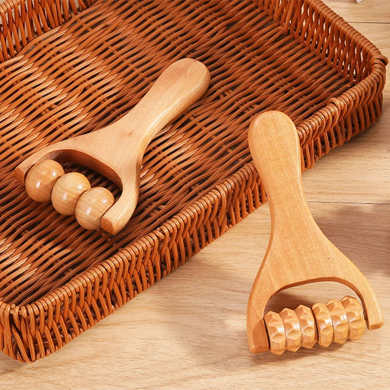 Wooden Massager Hand Push Roller Slingshot Shoulder Neck Waist Head Facial Massager Tool Roller Facial Foot SPA Massage Roller