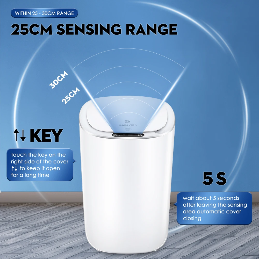 Automatic Sensor Trash Can for Kitchen Bathroom Smart Waterproof Electric Waste Bin 8.5-12L Capacity trash can