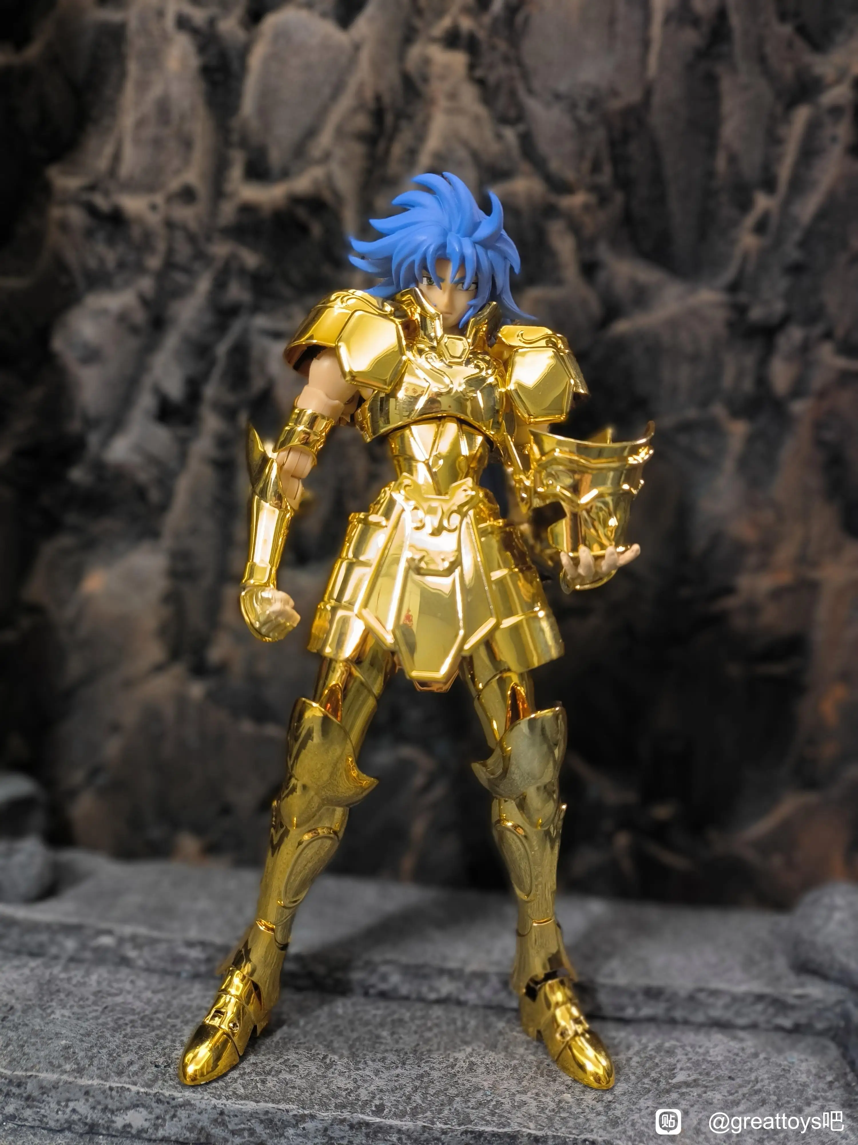 Figurine chevalier du zodiaque. Gémeaux armure métallique