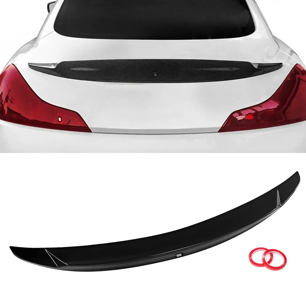 FIT FOR 2008-2013 INFINITI G37 2 DOOR GLOSSY BLACK/Carbon Fiber HIGH KICK  REAR TRUNK SPOILER High Gloss Finish - AliExpress