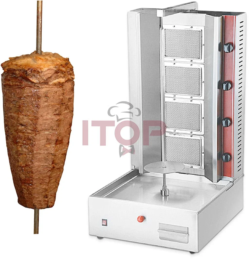 ITOP Commercial Hotel Equipment Rotary Kebab Shawarma Grill Machine Stainless Steel Gas Kebab Machine with 3 Burner