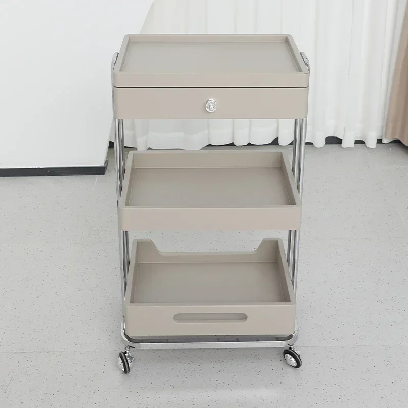 Beauty Salon Trolley salon rolling cart Cosmetic Hairdressing Auxiliary Cart Aesthetics Serving Carrello Estetista Multi-purpose Wheels Furniture