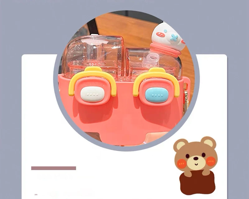 Doll Magic Double Fight Cup With Straw One-Click Press Ptcg Material Safe To Drink Cute Style - 500Ml