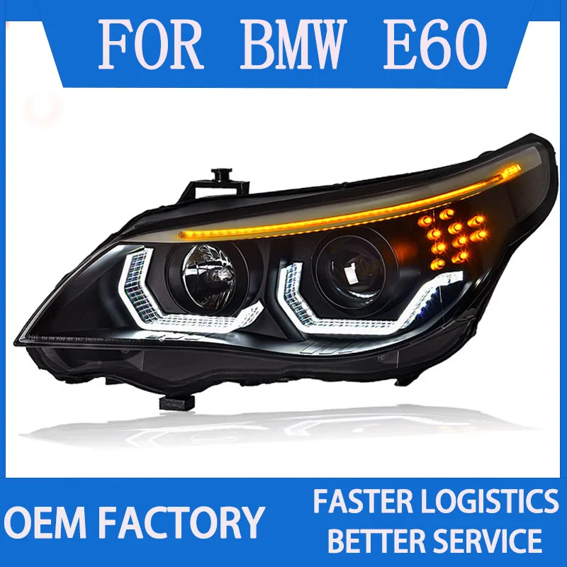 

For Car Headlights for BMW E60 Head Lamp 2003-2010 LED Day Running Light DRL Dynamic Turning 520i 523i 530i Headlights