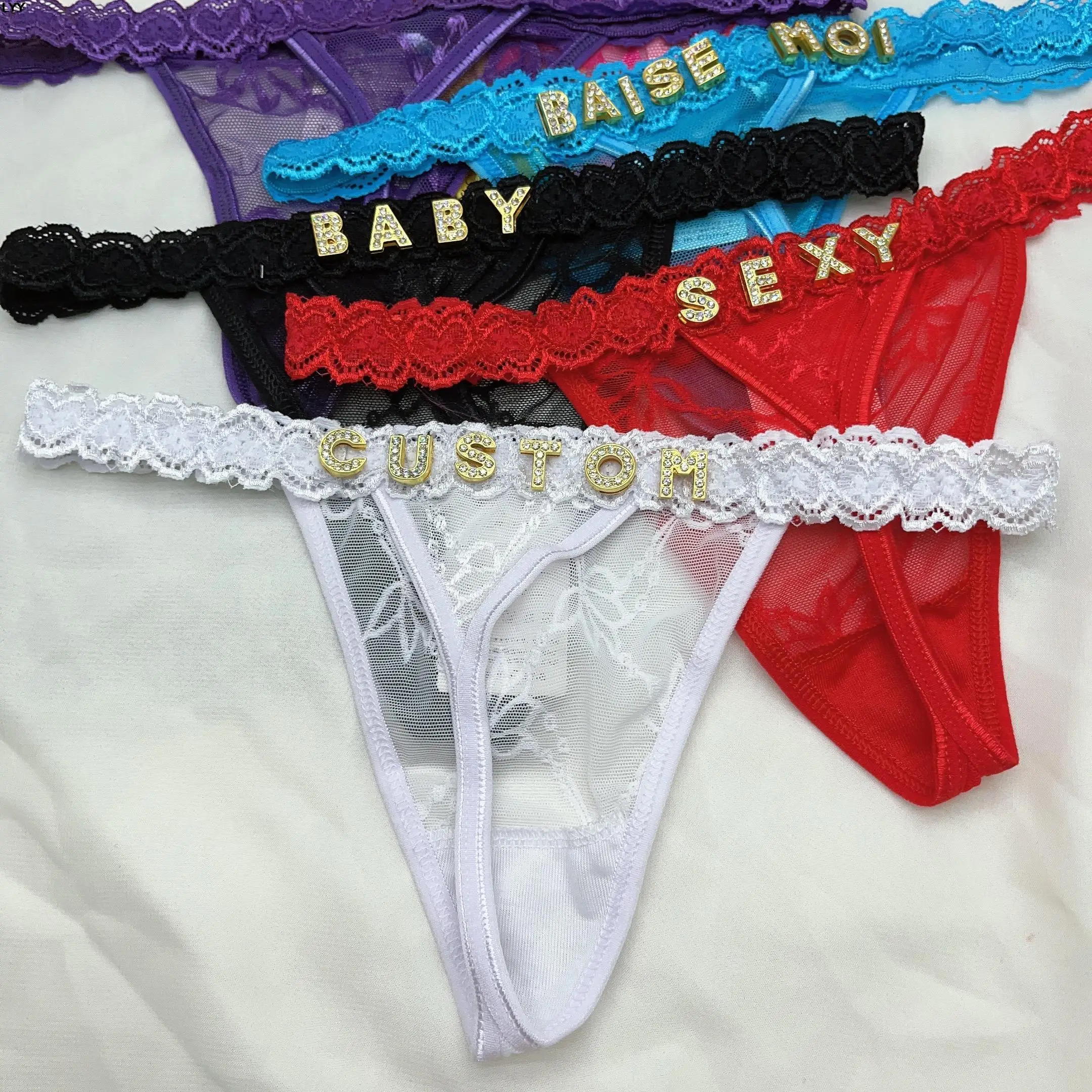 Custom Name Thongs Custom String Name Jewelry Sexy Lady Custom Thong Panties For Women Customized Gold Letter Bikini Underwear