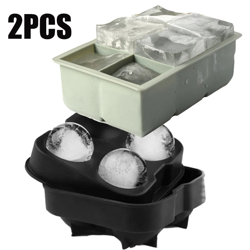 

2PCS Ice Ball Mold Large Size Silicone square Ice Cube Trays Whiskey Ice Ball Maker 6 Silicone Molds Maker For Party Bar