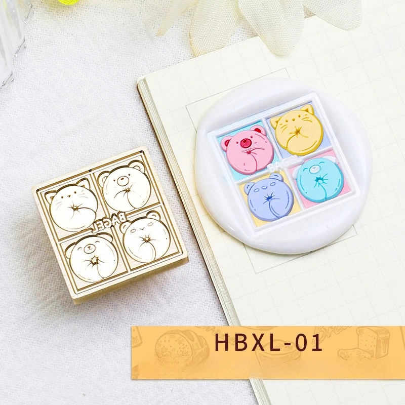 Cartoon Food Baking Series Lacquer Seal Head Cake Croissant Pattern Envelope Hand Account Gift Box Decoration