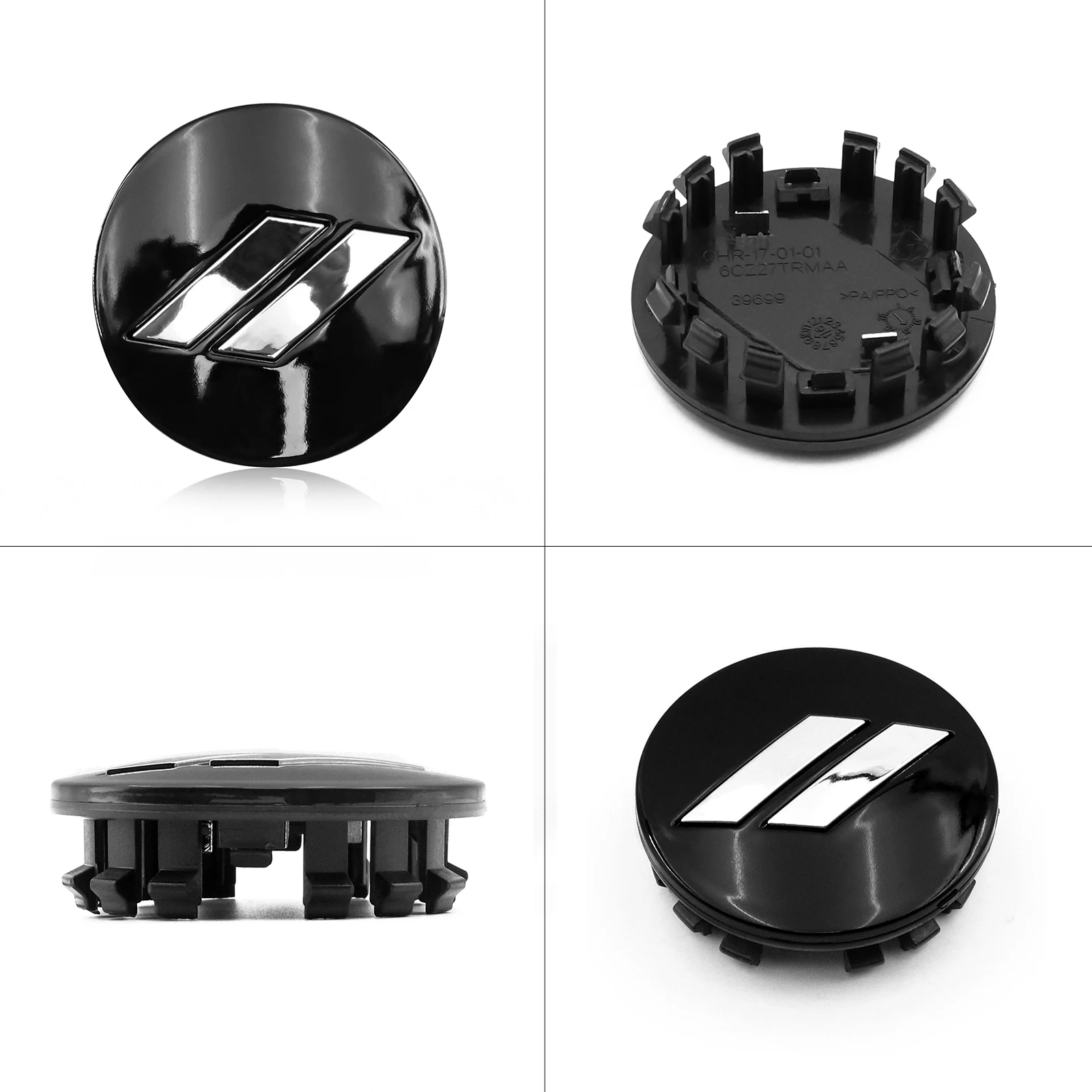 4 Pieces 2 1/2 64mm Glossy Black Slashes // Car ABS Plastic Custom Hub  Wheel Center Caps Fit for Charger Challenger with 20 Wheels 6CZ27DX8AA