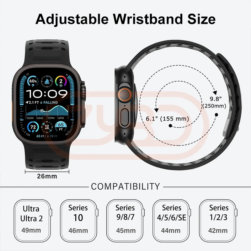 Magnetic Silicone Breathable Bracelet Strap