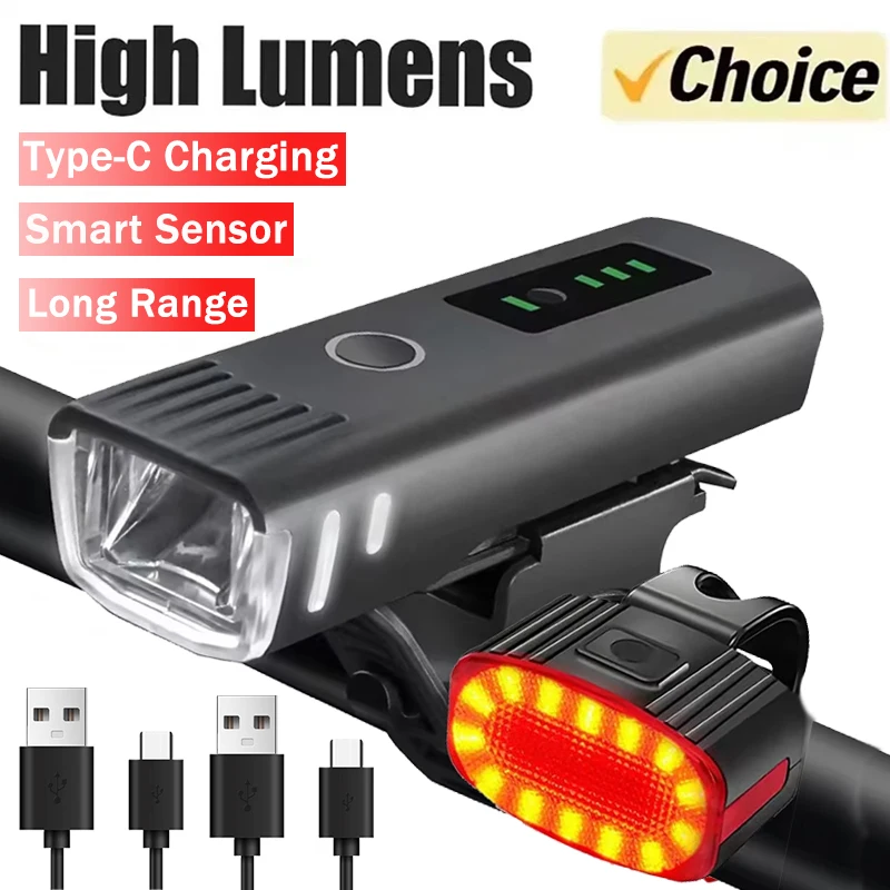 USB Rechargeable Smart Sensor Bicycle LED Light – Waterproof High-Intensity Front and Rear Cycling Safety Lights