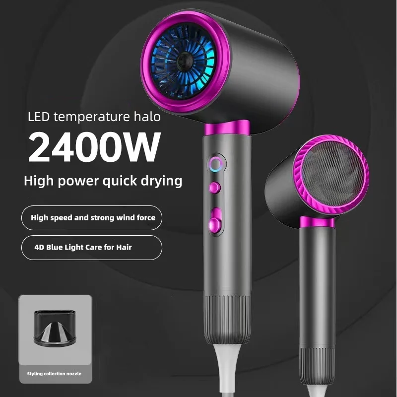 US/EU/UK High-Speed Hair Dryer 2400W High-Power Home Hair Salon Dedicated Blue Light Hammer Silent Cold And Hot Air Hair Dryer 2