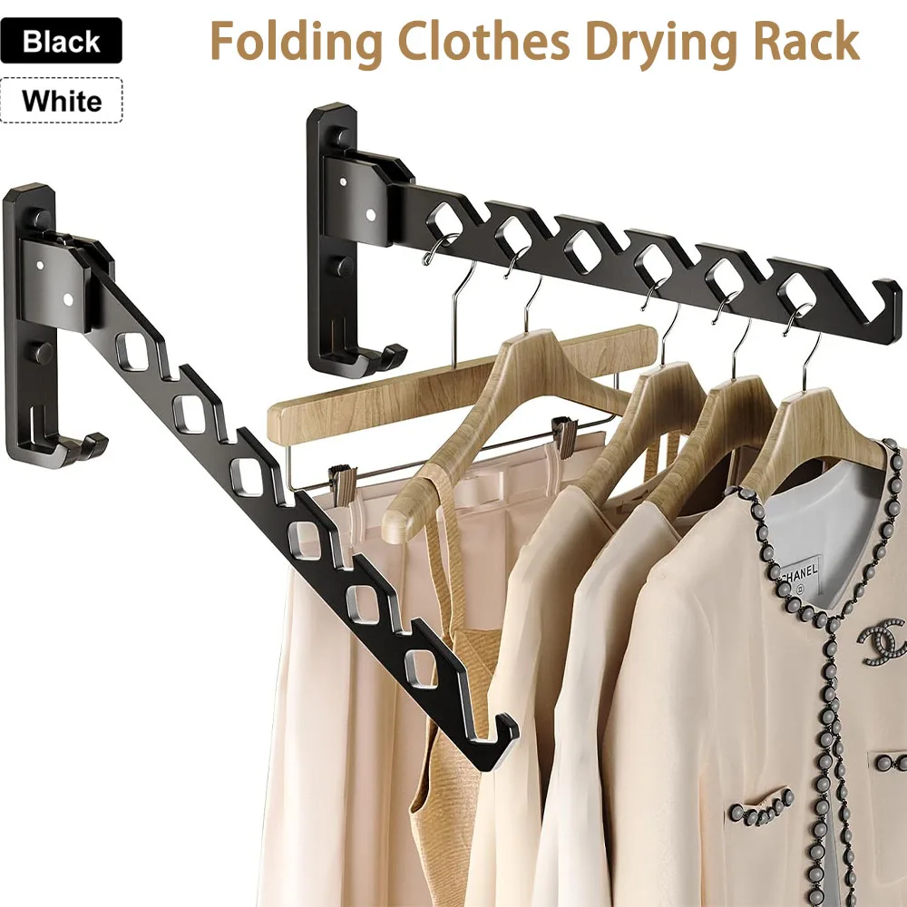 Folding Clothes Drying Rack Wall Mounted Clothes Hanger 180&deg; Adjustable Drying Hanger Aluminum Alloy Laundry Rack