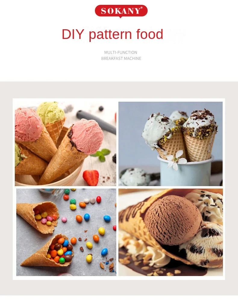 Description Picture 4 of itemRAF Electric Waffle Cone and Sandwich Maker, DIY Egg Roll, Ice Cream Cone Maker for Home Use