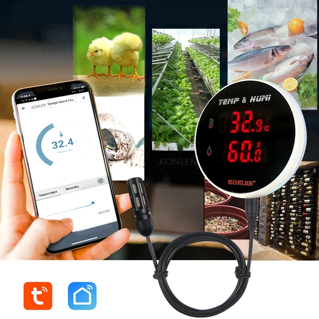 Tuya WIFI Hygrometer Thermometer Temperature Humidity Sensor With 3 Meter External Probe Smart Life Digital Monitor Remote Alarm 2