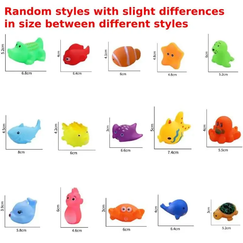 10pcs Preschool Bath Toys Rubber Sea Animals Toy Squeaky Bathtub Toys Baby Pool Floating Toy for Toddler Kids Party Decoration 6