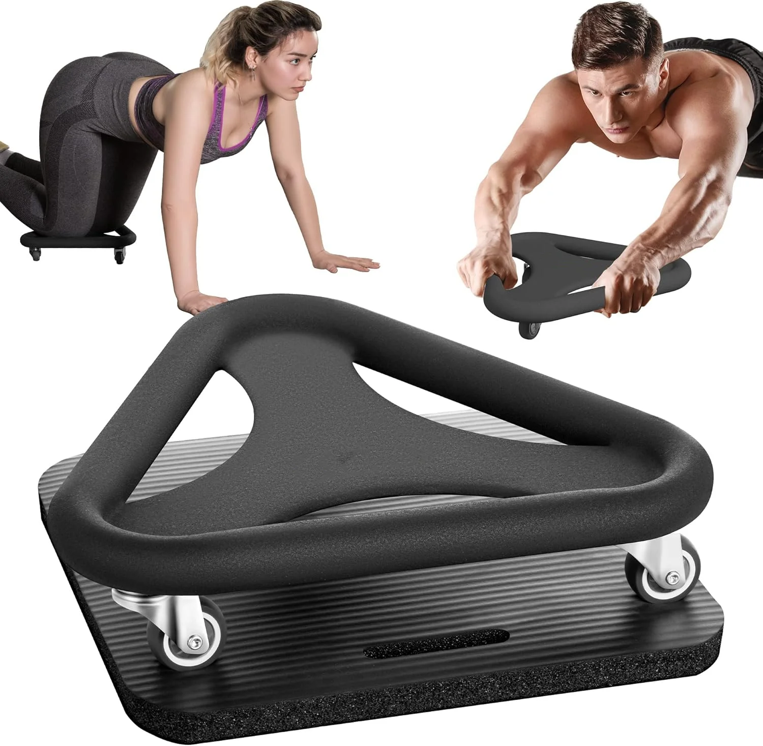 Planche abdominale avec tapis genoux - Roue d'abdos et coaster trainer pour renforcement musculaire complet