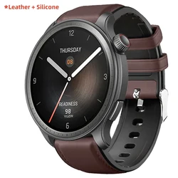 Elegant Leather Silicone 22mm Watch Strap Bracelet - 22mm (Dark brown)