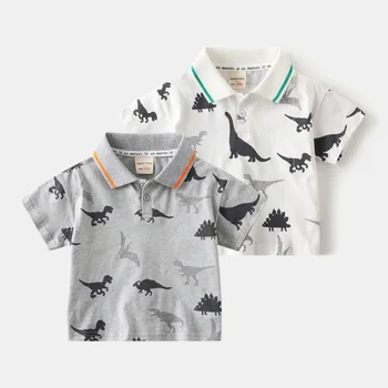 Polo a maniche corte per bambini 2025 Top estivi per ragazzi T-shirt per bambini cartoni animati Stampa completa Dinosauri T-shirt per bambini Abiti per bambini 1