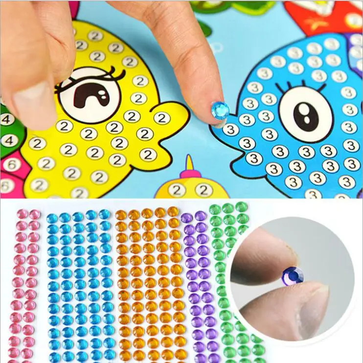5/10/20pcs/Lot DIY Diamond Stickers Handmade Crystal Paste Painting Mosaic Puzzle Toys Random Color Kids Stickers Gift Children 4