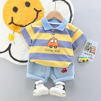 Polo + beau short en Denim pour bébés garçons et filles, ensemble 2 pièces de haute qualité, vêtements d'été pour enfants et filles 2