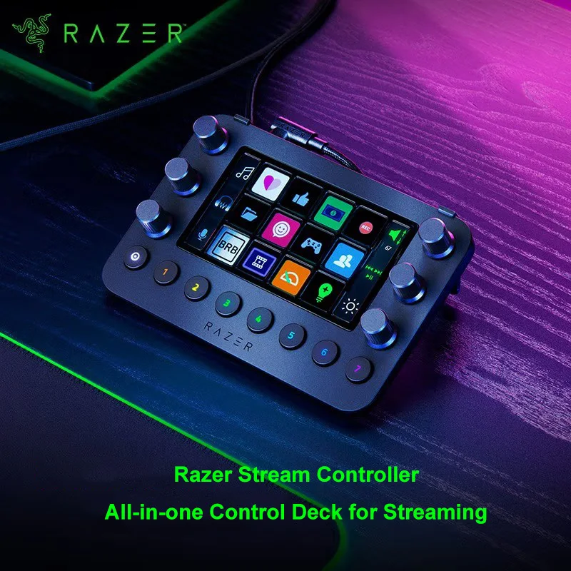 

Razer Stream Controller All-In-One Keypad for Streaming 12 Haptic Switchblade Keys 6 Tactile Analog Dials 8 Programmable Buttons