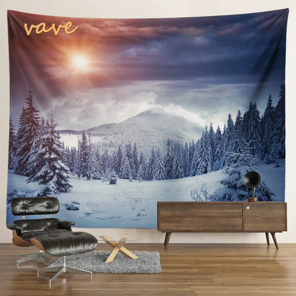 Arazzo Montagna di Neve Arazzo da Parete Grande Paesaggio Naturale Stampa 3D Arazzi da Parete 274x203 cm, Decorazioni da Parete per Casa Soggiorno