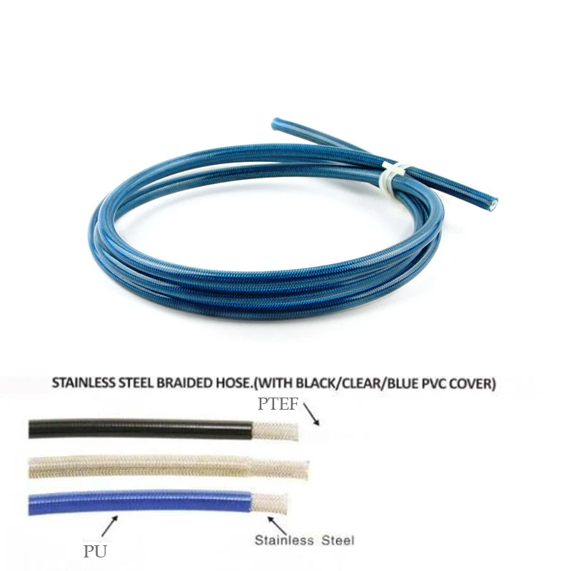 Motorcycle AN3 5m/lot braided Stainless Steel PTFE brake line hose FLUID HYDRAULIC hose PTFE brake line Gas Oil Fuel tube pipe brake pipe hose fuel gas line hose motorcycle brake hose