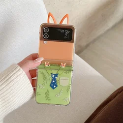 Zootopia Rabbit & Fox Plush Pendant Phone Case with Enhanced Protection - Z Flip 7 FE (NF477 - 2)