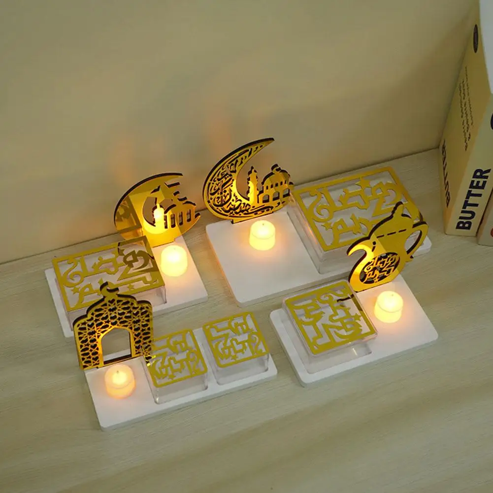 

Ramadan Eid Table Decorations Candlestick Food Holder Party Decoration Electronic Eid Plates With Candle Decoration Table H2y9