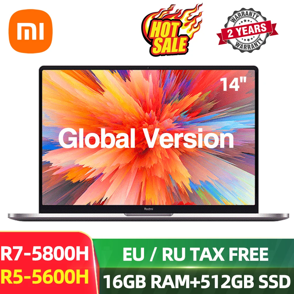 Ноутбук Xiaomi RedmiBook Pro 14 дюймов 2 5 K AMD Ryzen R7-5700U 16 Гб DDR4 3200 МГц ОЗУ Type-C подсветка по