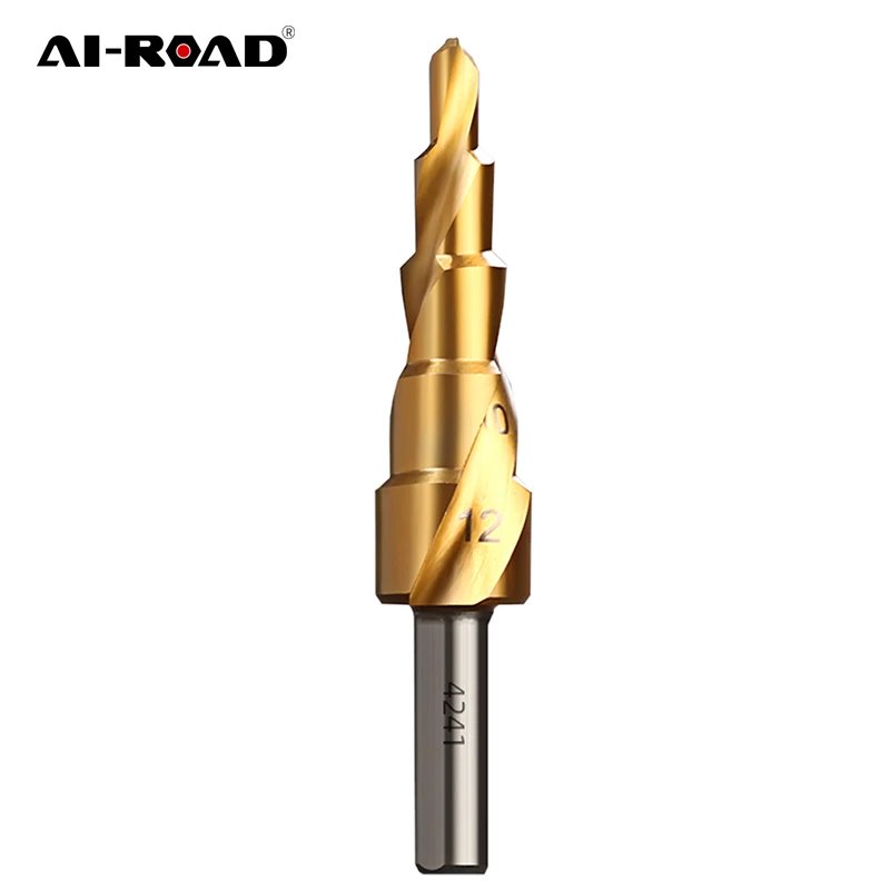 HSS Spiral Grooved Step Drill Bit 4-12/20/32mm Wood Drill Bit Set Carbide Mini Drill Accessories Titanium Cone Drills for Metal