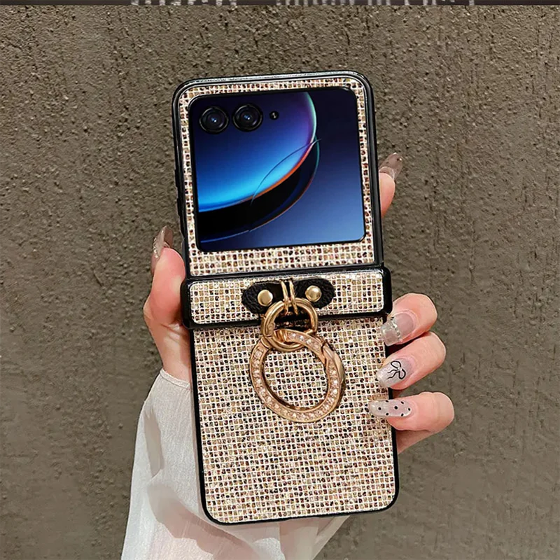 Luxurious Diamond Ring Buckle Shiny Glitter Phone Case - Shockproof Back Cover
