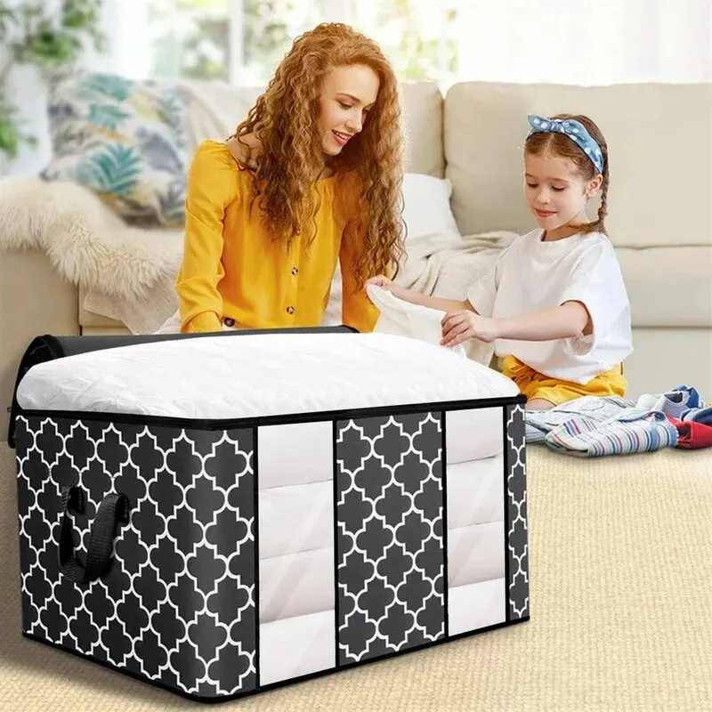 Clothes Storage Bag Foldable With Handle And Zipper Dustproof Waterproof Large Capacity