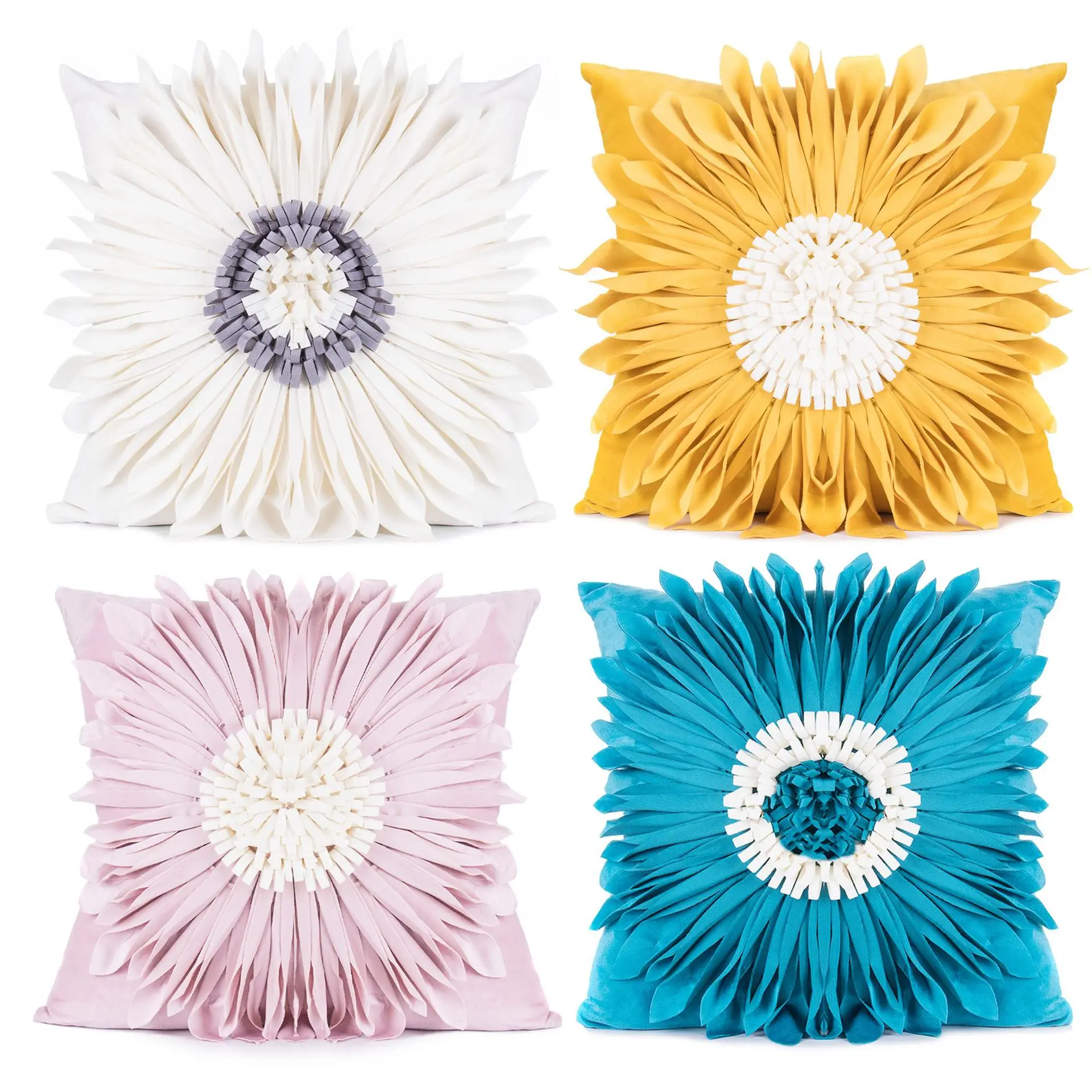 

Luxury Ins Sunflower Stitching Cushion Cover Solid Color Dutch Velvet Chrysanthemum Bedside Pillow Cover Sofa Pillow Case
