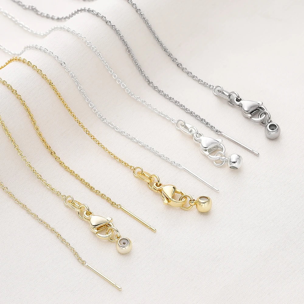 Gold-Plated Adjustable Flat Chains with Lobster Clasp