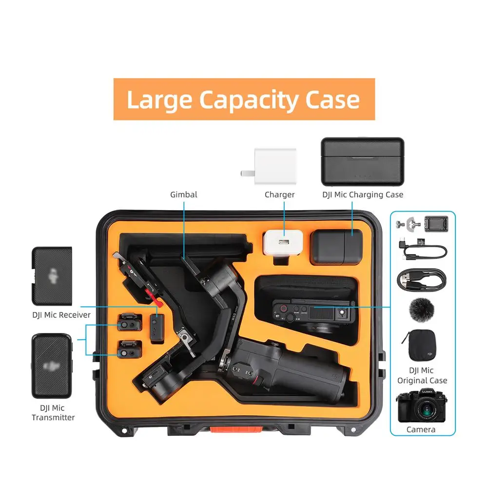 

Travel Safety Case Organizer Waterproof Suitcase Hard Safety Box Handbag Compatible For Dji Rs3 Mini Shockproof Protective Case