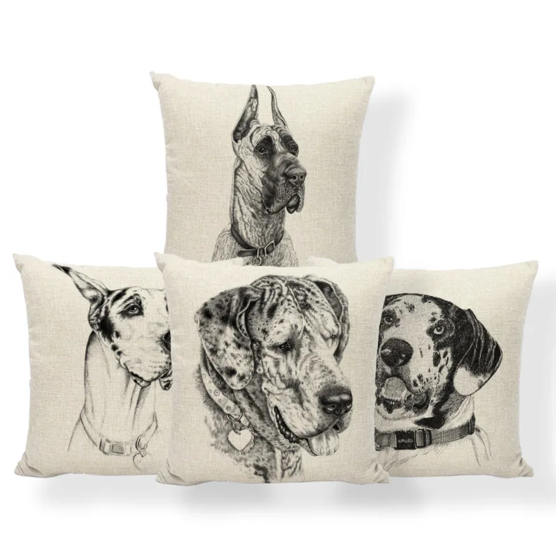 

Dog Great Danes Cushion Case Love Greyhound Pillowcase Diamond Ocean Style Dorm Lumbar Support Toss Pillow