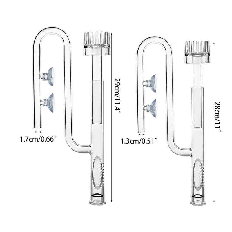 Glass Lily Pipe Inflow Surface Skimmer Aquarium Tank Removes Scums