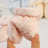 Fleece Baby Booties Warm Cozy Baby Slippers Soft Non-Slip Adjustable Newborn Boots for Boys Girls Winter Shoes Easy to Put on 4