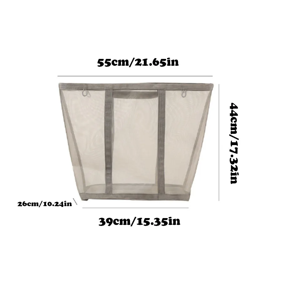 Description Picture 2 of itemFoldable Mesh Laundry Basket Breathable Laundry Hamper Laundry Organizers Storage Pouch Cloth Hangable Storage Bag for home