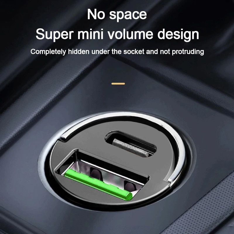 Mini 100W PD QC Pull Ring Fast Charging Car Charger USB C Car Phone Charger Adapter For iPhone 13 12 Xiaomi Samsung Huawei