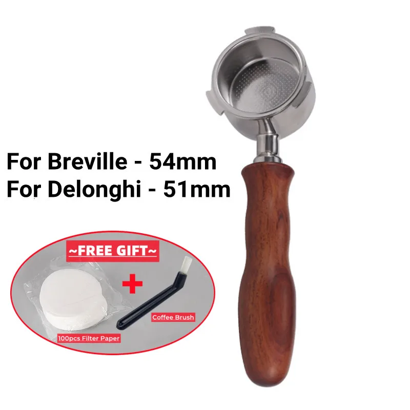 51mm 54mm Coffee Bottomless Portafilter For Breville/delonghi Barista