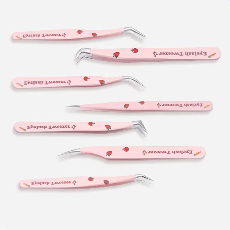 False Eyelash Tweezers Stainless Steel Anti-static Pincet Curved Strip 3D Eyelash Extensions Tweezers 6 Types Makeup Tools 3