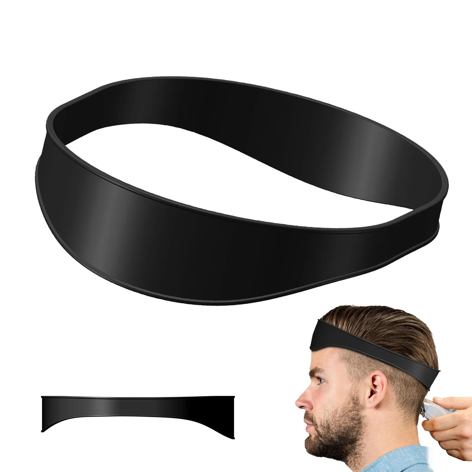 Haircut Template Curved Silicone Hair Straps Collar Shave Template Hair Trimming Guide Barber Tools