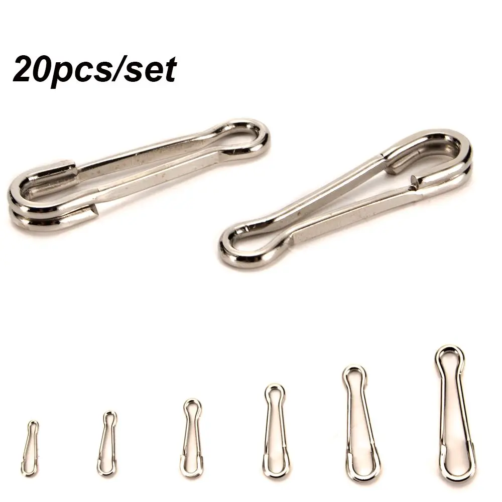 

20pcs High Stainless Steel Fishing Connector Lure Snap Hook Fastlock Barrel Swivel Safety Fish Accessories Feeder Ring Carp Tool