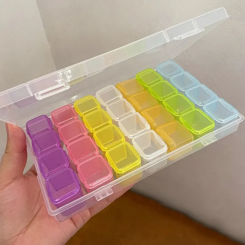 Sa30b6710811747b3886c875ab8e6fda8R 28 Grids Plastic Jewelry Storage Box Necklace Earrings Rings Jewelry Packaging Organizer Portable Pill Medicine Storage Box Mallzona