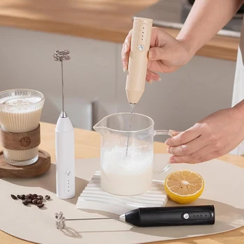 Miscelatore per montalatte elettrico wireless USB, frullino per le uova portatile, miscelatore per macchina per caffè caldo, mini robot da cucina portatile 1