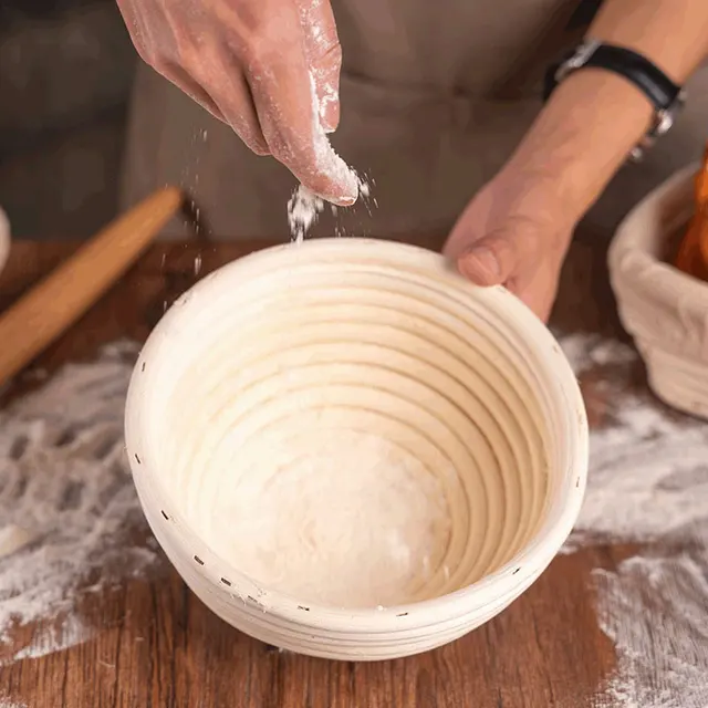 Handmade Rattan Bread Proofing Basket Set – Oval/Round Banneton for Artisan Baking 3