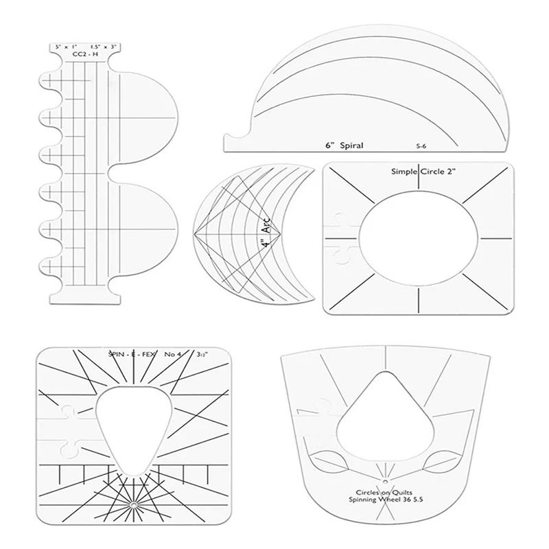 6Pcs Tailor Ruler Templates Set DIY Apparel Sewing Supplies Quilter Ruler Sewing Stencil Tool